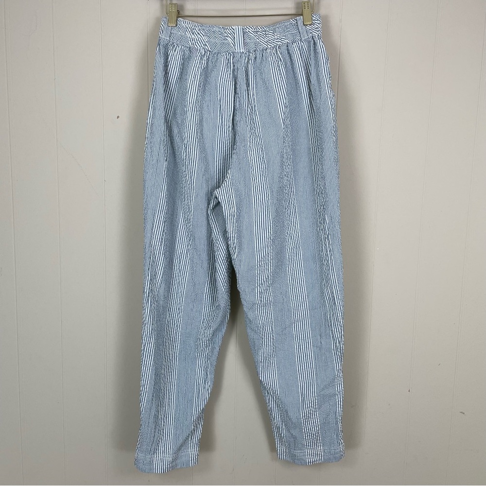 Free People Make A Stand Trousers Blue & White Combo Seersucker Size Small - Picture 9 of 16